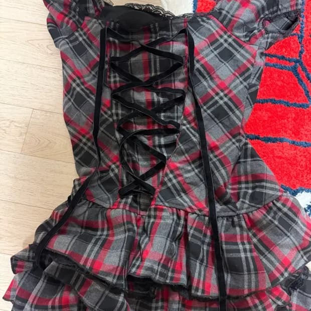 세실맥비 체크 코르셋 원피스