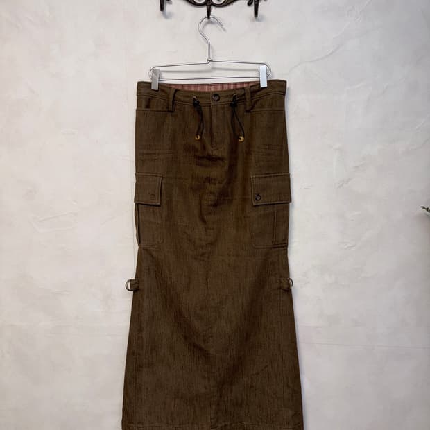 Michel Klein brown denim back slit sk 