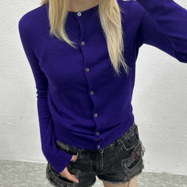 폴로 랄프로렌 딱붙핏 퍼플 가디건 S