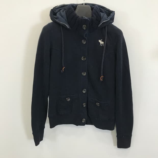 아베크롬비 Y2K 네이비 버튼 후드집업 [여성M]