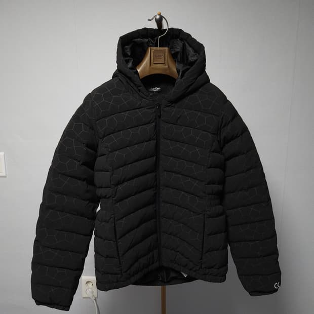 L ) 캘빈클라인 여성 블랙 경량 패딩 후드 자켓