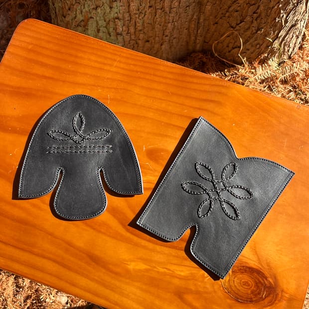 Hand-Embroidered Leather Cup Coaster