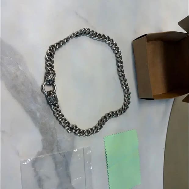 [L 46cm] sheen X 신트리플 불독 실버 925 목걸이 크롬하츠