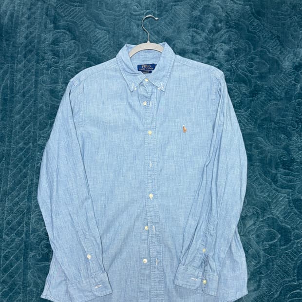 폴로 연청 샴브레이 셔츠 커스텀핏 L