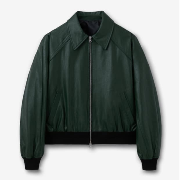 미나브 비건 레더 래글런 자켓 딥 그린 XL