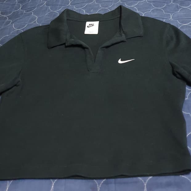 나이키 에센셜 여성 반팔 폴로 탑 크롭티 블랙 (M)