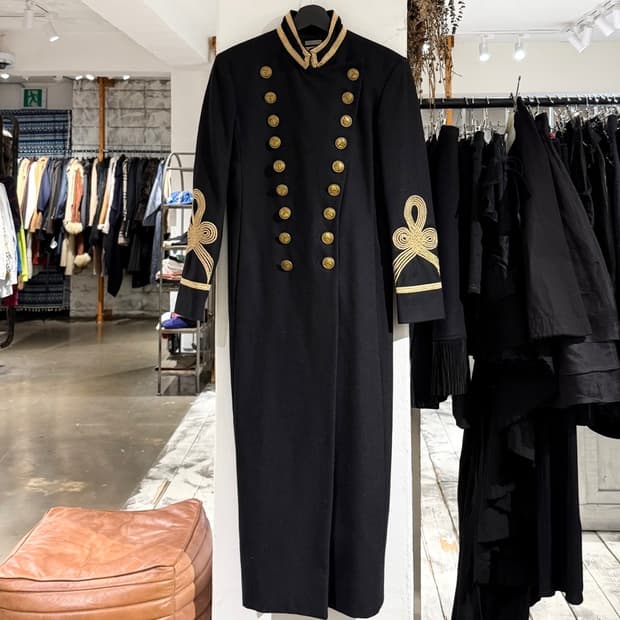 데님 앤 서플라이 블랙 나폴레옹 금장 롱 코트