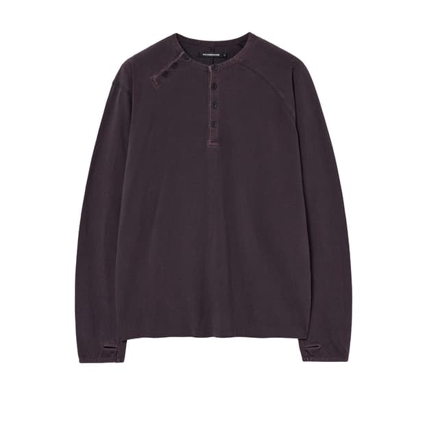 해칭룸 더블 헨리넥 티 블리치드 블루 차콜 5