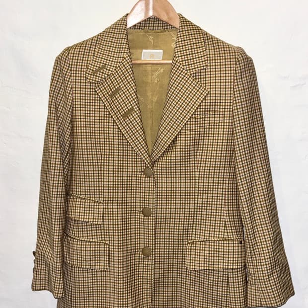 Aigner 클래식 체크 울 자켓 / Beige