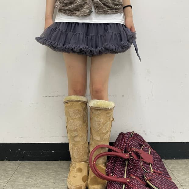 JPN Charcoal Grey Ruffle Layered Pettisk