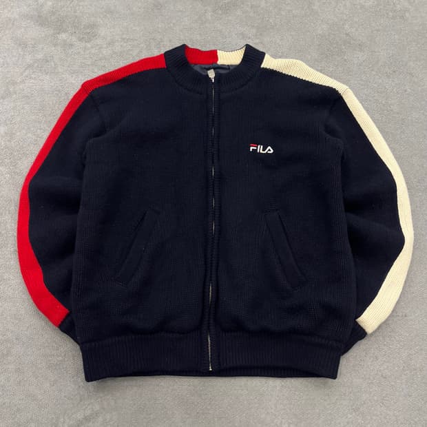 100 필라 네이비 니트집업