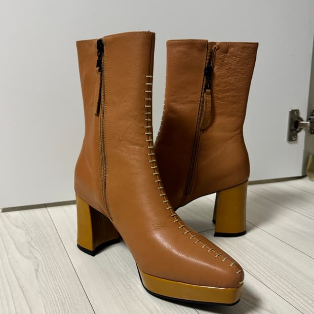 마뗑킴 스티치 real leather 부츠