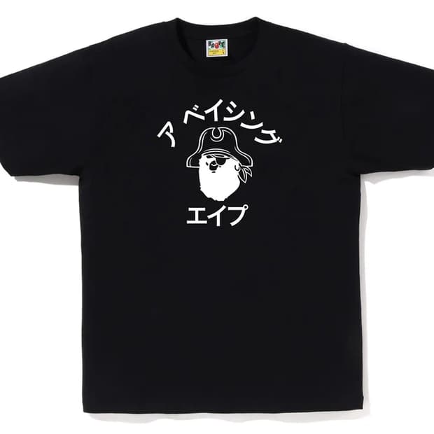 [M] 베이프 가타카나 파이레츠 사루 컬리지 반팔티 블랙