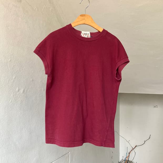 베이직 버건디 무지 반팔티