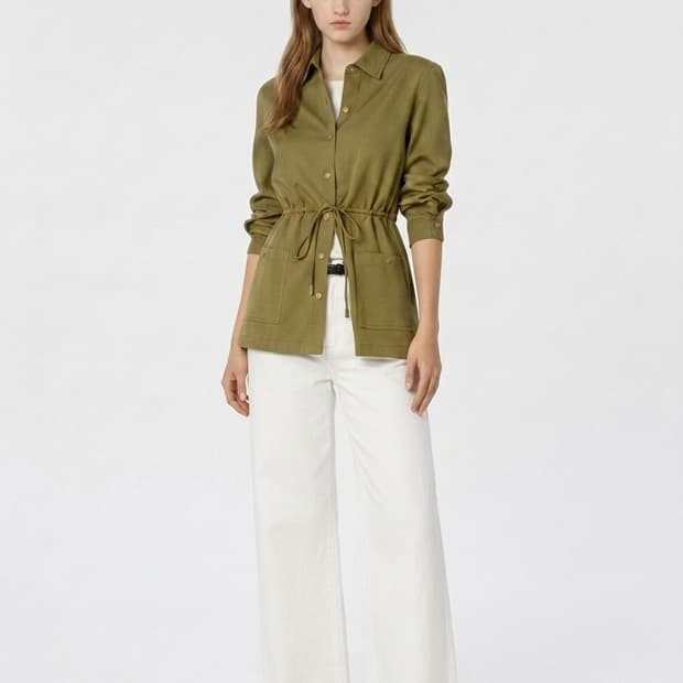 띠어리 벨티드 셔츠형 린넨자켓 66사이즈