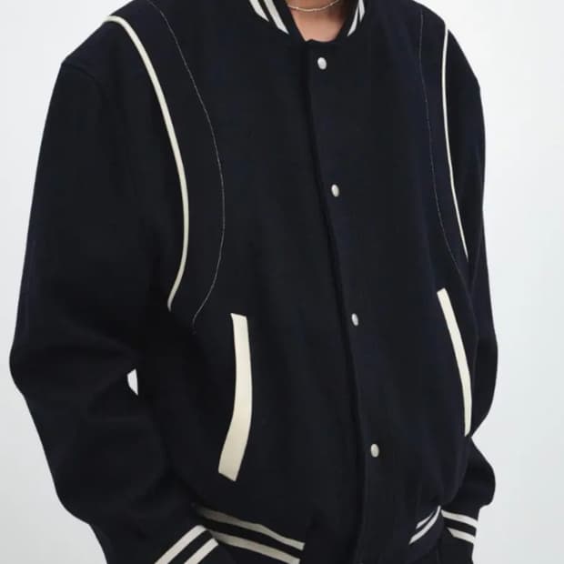 라벨아카이브 바시티 자켓 네이비