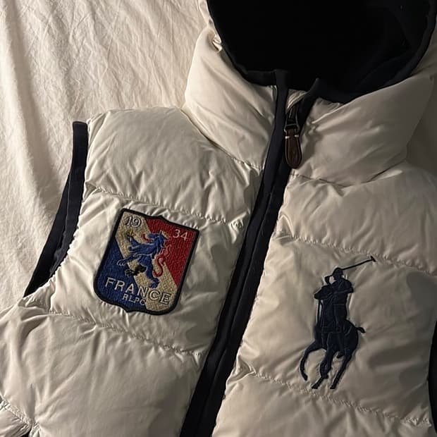 폴로 빅포니 프랑스 조끼 패딩 S 화이트
