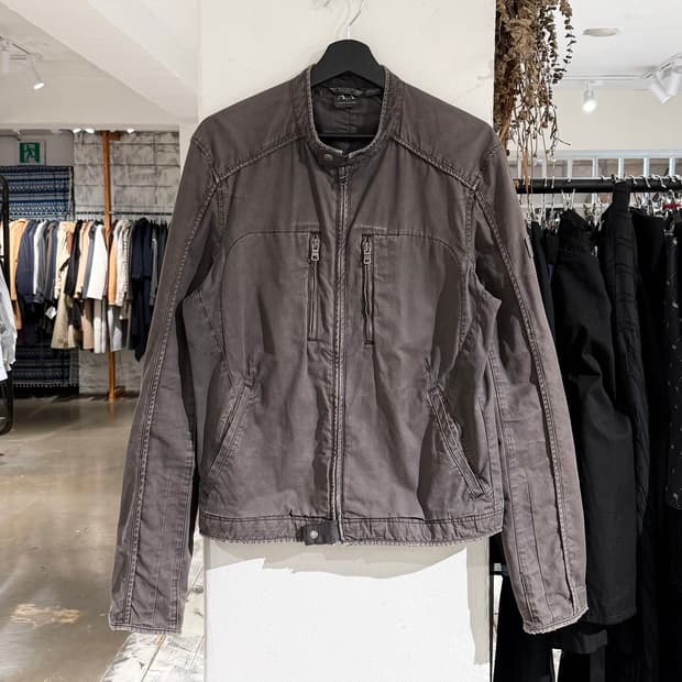 아르마니 익스체인지 딥그레이 워시드 코튼 바이커 자켓