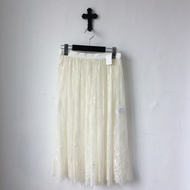 See through lace layered long skirt