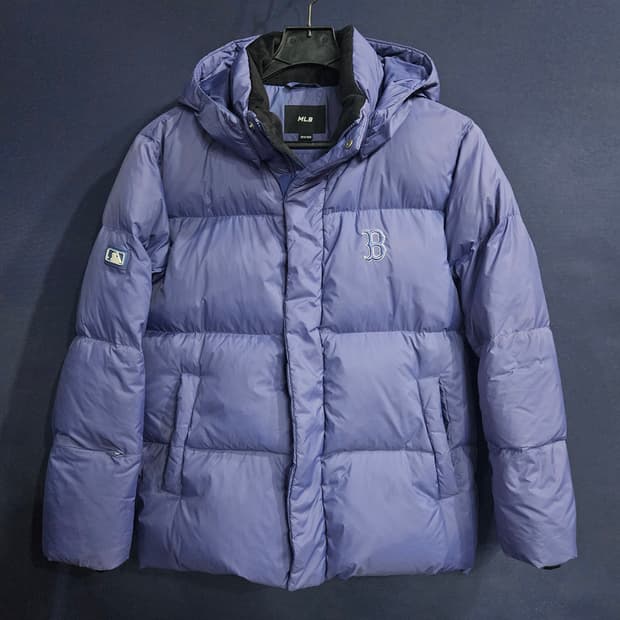 MLB 보스턴 라이트퍼플 남성 세미오버핏 90~95 구스다운 패딩 