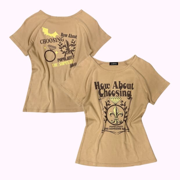 printing beige raglan t-shirt