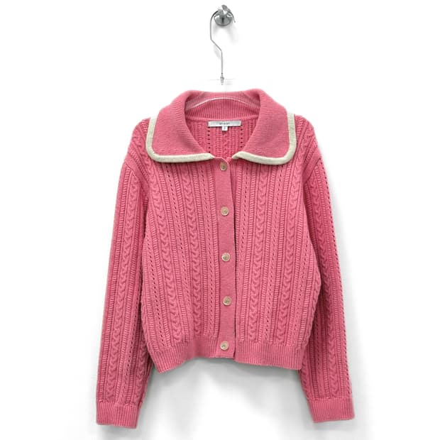 온앤온 핑크 카라 니트 가디건