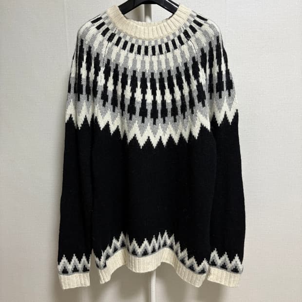 프릭스스토어 노르딕 알파카 니트 / 블랙-화이트, F