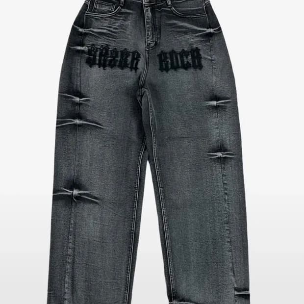 스케이터락 로고 데님 와이드팬츠 M