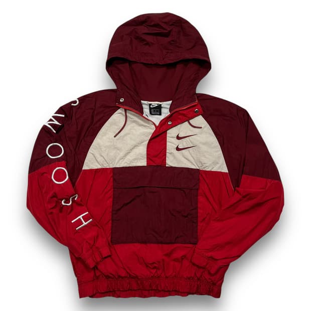 나이키 더블 스우시 레드 와인 투톤 후디 아노락
