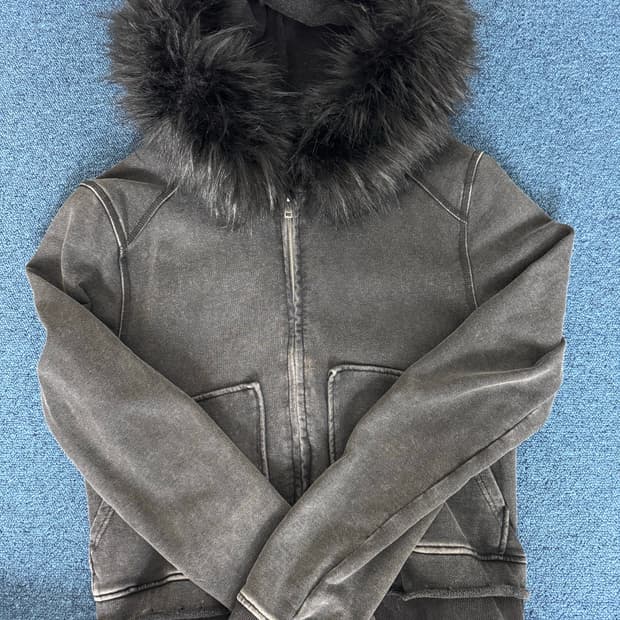 빈티지 퍼 후드집업