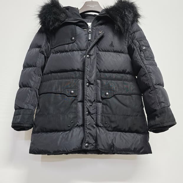 빈폴키즈 블랙 퍼 후드 다운패딩 점퍼120