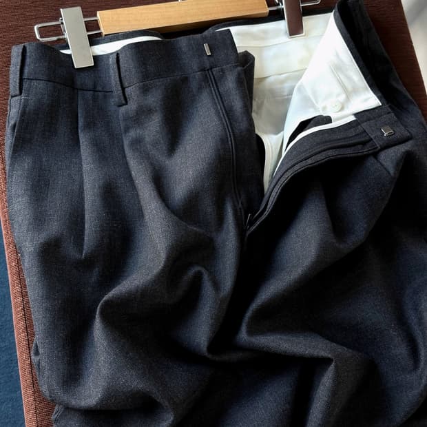 2 pleats wool blend trousers