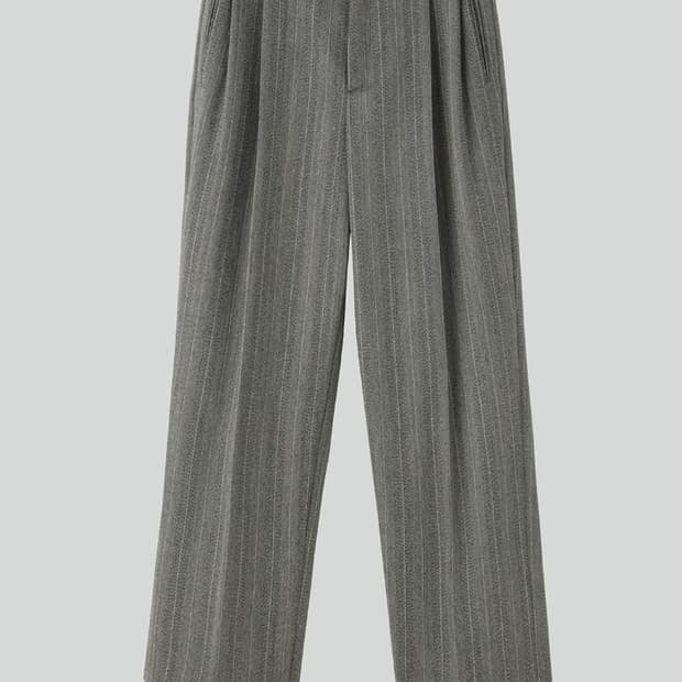 렉토 브로큰 헤링본 투턱 와이드팬츠S