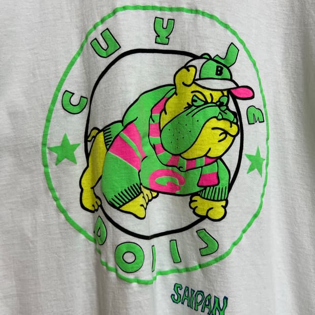 빈티지 90s 불독 싱글스티치 티셔츠
