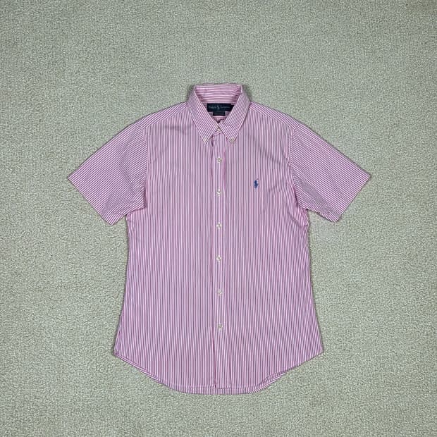 [폴로 랄프로렌] 커스텀핏 핀스트라이프 반팔 드레스 셔츠 | S00060