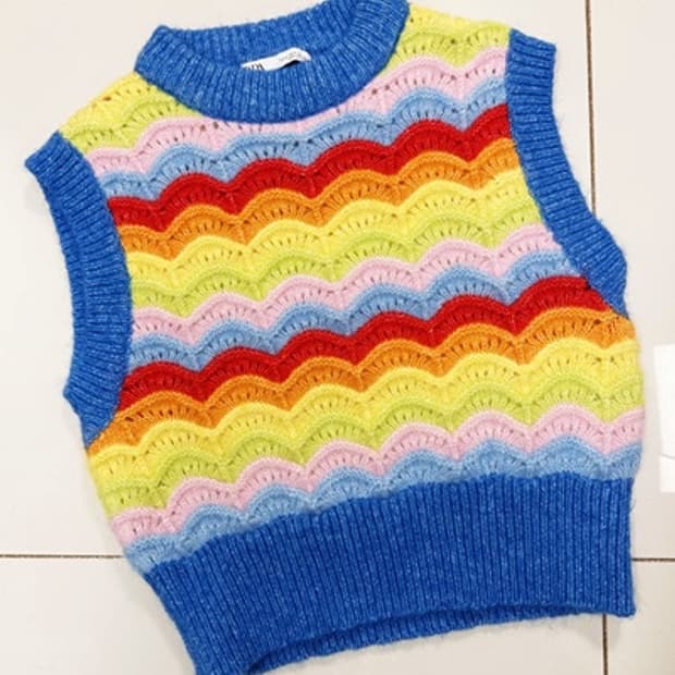 새) 자라 레인보우 니트 베스트 