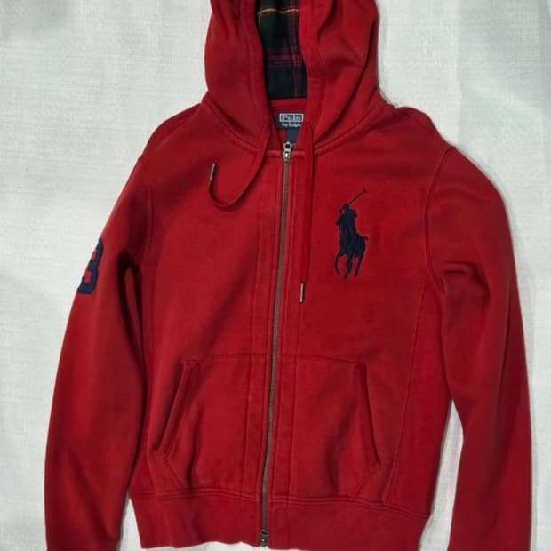 폴로 랄프로렌 레드 빅포니 후드집업 M