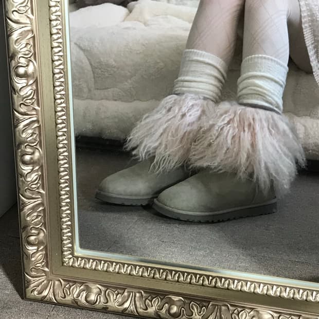 Ugg 몽골리안 퍼 부츠 그레이 230