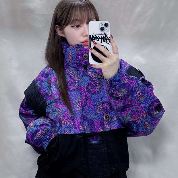 아디다스 90‘s 스키 패턴 반집업 아노락 