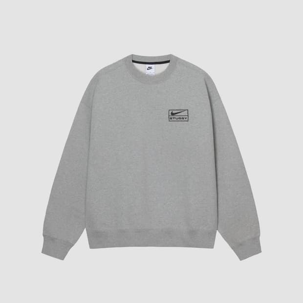 [M] 나이키 × 스투시 NRG 플리스 크루넥 다크 그레이 헤더