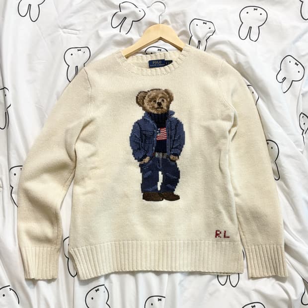 랄프로렌 폴로 베어 스웨터 곰돌이 니트 아이보리 크림