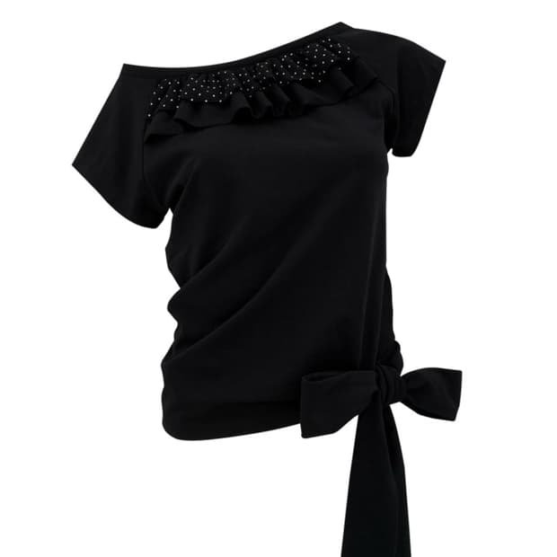 chemehc FRILL TIE TEE 체메씨 프릴 타이 티 도트
