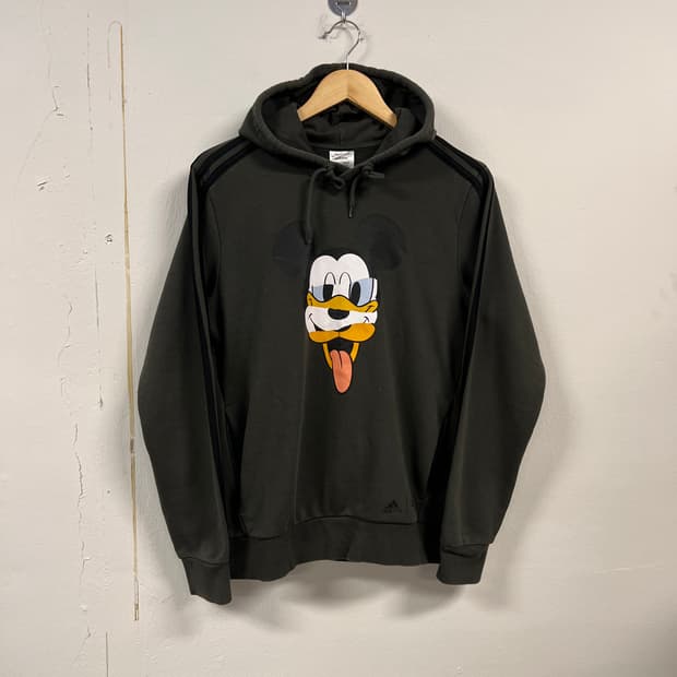 M) 아디다스 카키 미키마우스&플루토 후드티 T289