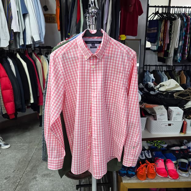 타미힐피거 핑크 체크 남방 (1401)