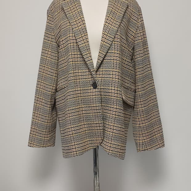 [클래식/울혼방] 베네통 옐로우 체크 테일러드 자켓 (66/42호)