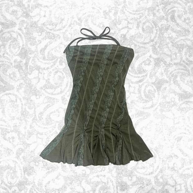 빈티지 딥그린 카키 페어리 원피스 그런지페어리 보헤미안 핀터깔