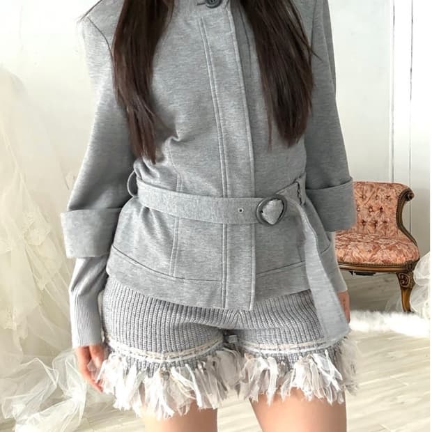 Light gray cotton half coat