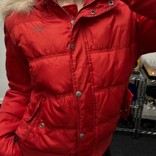 올드 빈티지 퍼 후드 다운 패딩