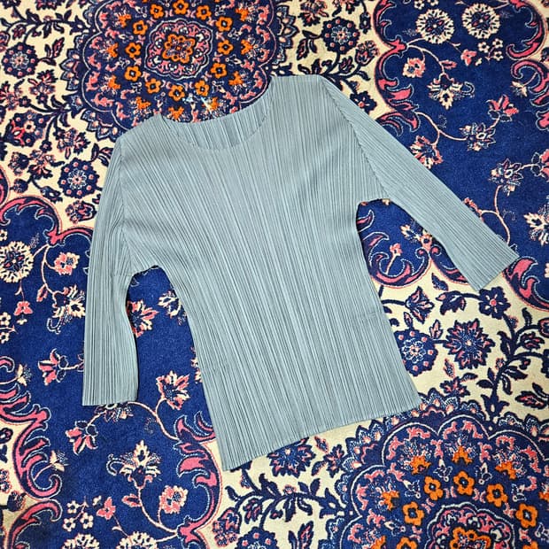 (국내매장) 플리츠플리즈 7부 라운드넥 셔츠 4size