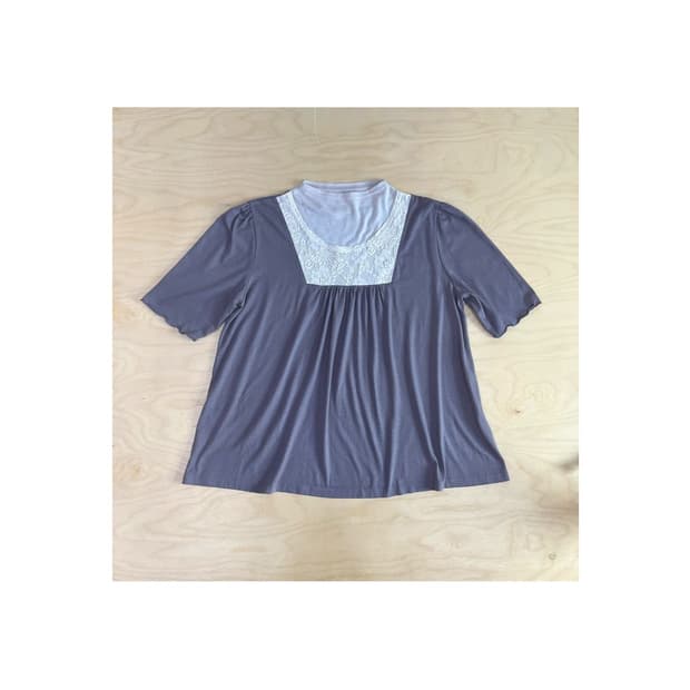 빈티지 베이지브라운 레이스 탑